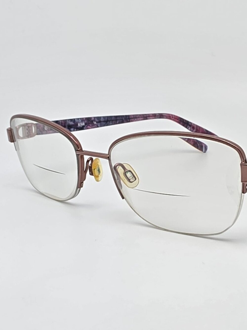 Altair A5037 601 Rose Gold Purple Semi Rimless Eyeglasses Frame 54-18-140